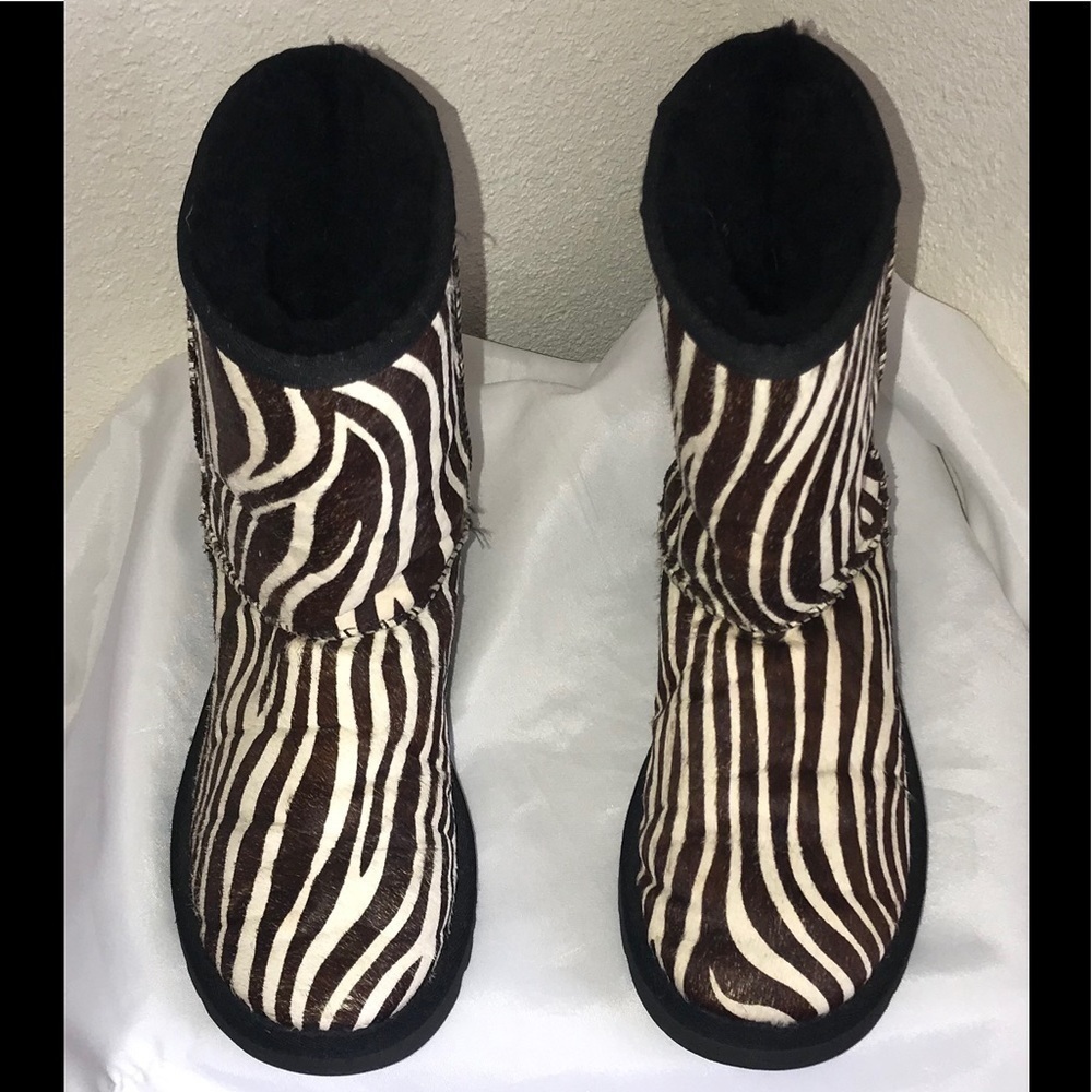 UGG Short Exotic Zebra print pony hair boots. Size 6 GUC - Picture 3 of 12